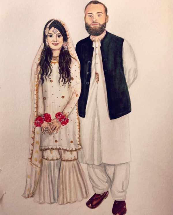 Custom portrait painting wedding gift