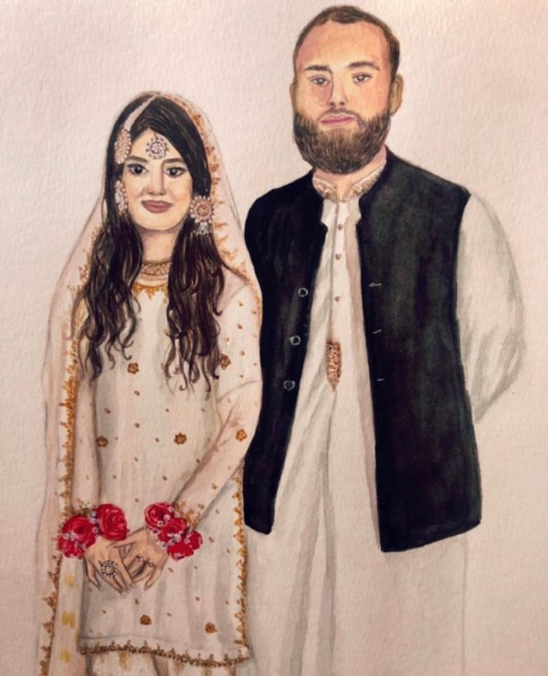 Custom portrait painting wedding gift