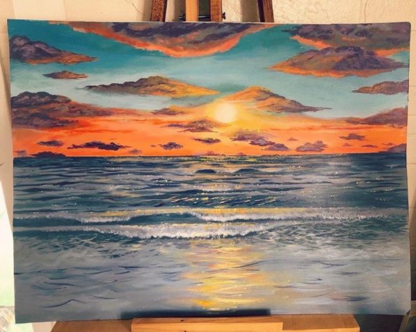 custom painting sea ocean sunset